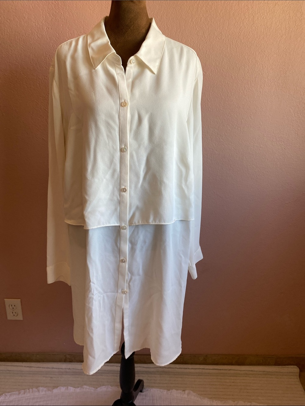 J. JILL Cream Button-Front Layered Tunic Shirt
